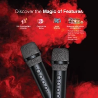 FINGERS 2Mic-GrooveBox Portable Speaker with 2 Wireless Mics (6.5-Hour Playback, 20 W Intense Bass, Recording Feature, Bluetooth | USB | MicroSD | FM Radio | AUX) Rich Black - GROOVE BOX 2MIC 37W