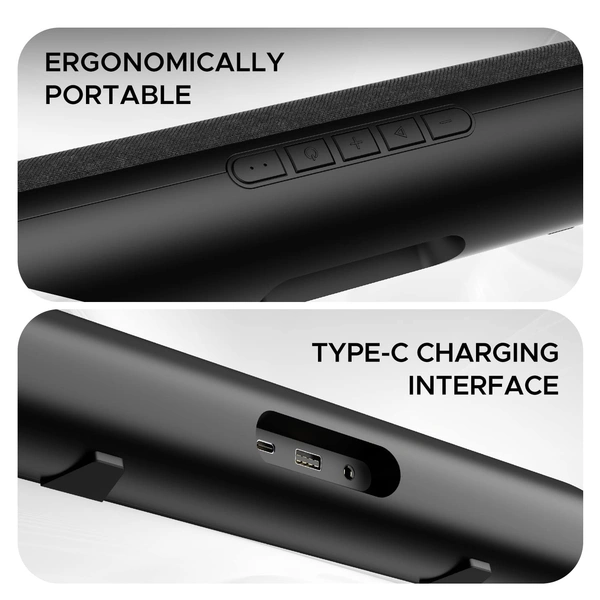 boAt Boat Aavante Bar 610, 25W Signature Sound, 2.0 CH with Dual Passive Radiators, 7 HRS Battery, Sleek Design, Multi Connectivity, Bluetooth Sound Bar, Soundbar Speaker (Charcoal Black) - BAR 610 25W