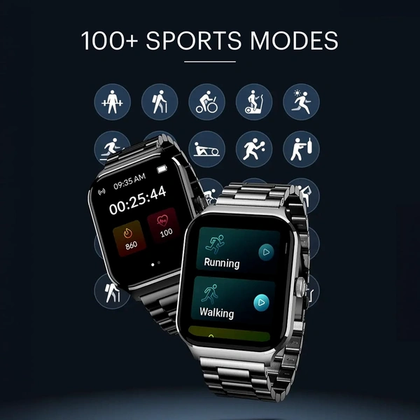 Noise Canvas Smart Watch with 1.96" Vivid Display, Functional Crown, BT Calling, 150+ Watch Faces, AI Voice Assistant, Health Suiteᵀᴹ, 100+ Sports Modes, IP67, Upto 7 Days Battery (Elite Black) - CANVAS