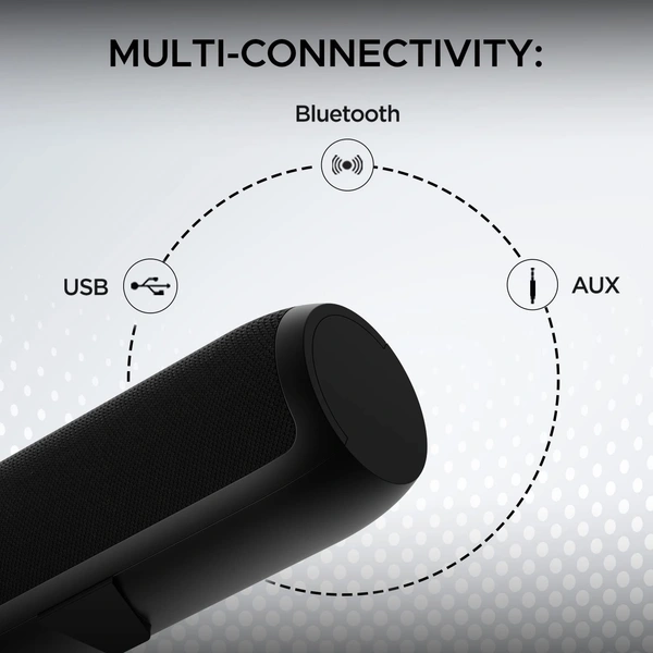 boAt Boat Aavante Bar 610, 25W Signature Sound, 2.0 CH with Dual Passive Radiators, 7 HRS Battery, Sleek Design, Multi Connectivity, Bluetooth Sound Bar, Soundbar Speaker (Charcoal Black) - BAR 610 25W