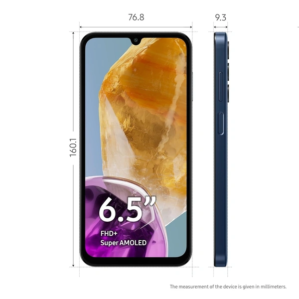 Samsung Galaxy M15 5G (Blue Topaz,4GB RAM,128GB Storage)| 50MP Triple Cam| 6000mAh Battery| MediaTek Dimensity 6100+| 4 Gen. OS Upgrade & 5 Year Security Update| Super AMOLED Display| Without Charger - Galaxy M15 5G