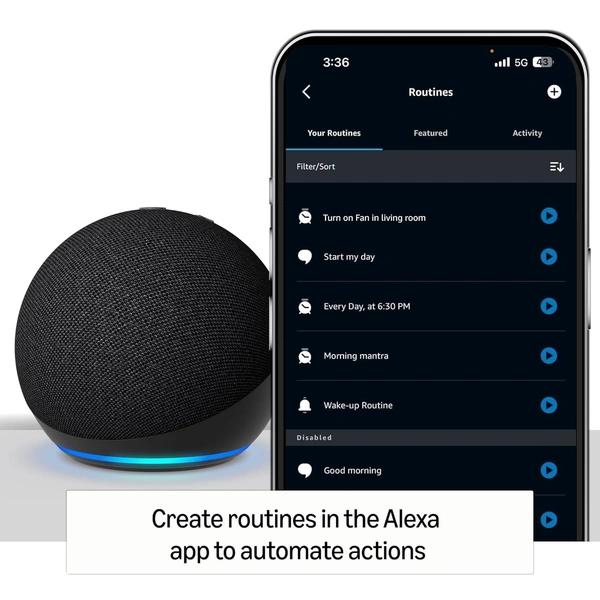Amazon Echo Dot (5th Gen) | Smart speaker with vibrant sound, Motion Detection, Temperature Sensor, Alexa and Bluetooth| Black - ECHO DOT 5TH GEN, Black