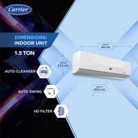 Carrier 1.5 Ton 3 Star X-Line LED Flexicool Inverter Split AC (Copper,Smart Energy Display, Convertible 6-in-1,Dual Filtration with HD & PM 2.5 Filter, XCEL LUMO EXI, CAI18CL3R34F0,White) - XCELLUMOEXI