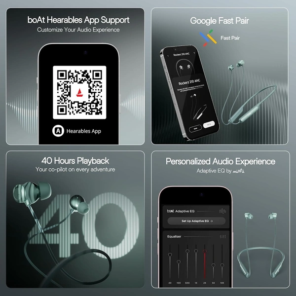 boAt Boat Rockerz 210 ANC Bluetooth in Ear Neckband w/Spatial Audio, 30dB ANC, AI-ENx Technology, 40hrs Playback, EQ Modes, 13 mm Drivers, Dual Pairing & Fast Pair - Rockerz 210 ANC