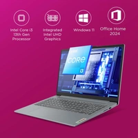 Lenovo LENOVO IDEAPAD SLIM 3 13-13TH(8GB/512GB)/Win11+MS/15") 82X700HMIN - 39.62 cm (15.6 Inch), Arctic Grey, Core i3, 13th Gen, 512 GB, 8GB, DDR4, 4.5 GHz, SSD, NO, Intel, Windows 11 Home, Laptop, Power Adaptor, User Guide, Warranty Documents