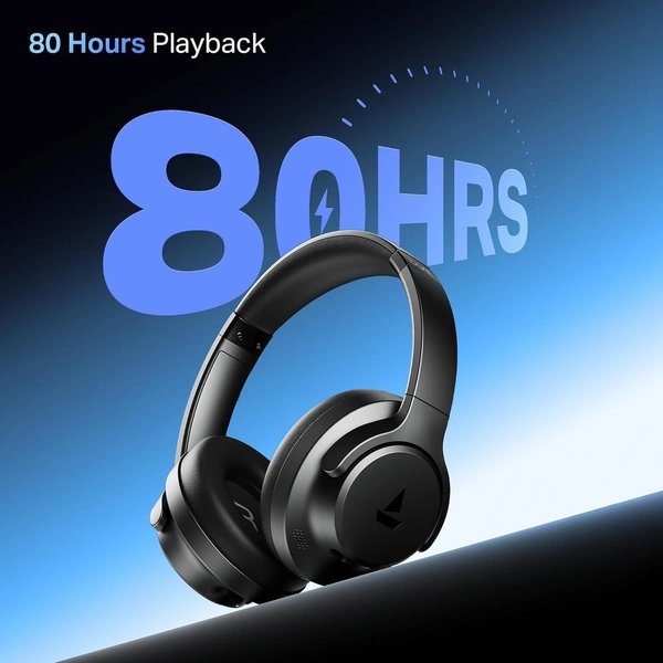 boAt Boat Rockerz 512 ANC,(~40dB) Hybrid ANC, 80H Battery, 40mm Drivers, 40ms Low Latency, ENx Tech,Stream Ad Free Music via App Support, Bluetooth Headphones, Wireless Headphone with Mic - Rockerz 512 ANC