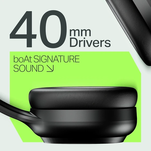 boAt Boat 2025 Launch Rockerz 421, 60H Battery, Low Latency(40Ms), 40Mm Drivers, Enx Tech, Stream Ad Free Music via App Support, Bluetooth Headphones, Wireless Over Ear Headphone with Mic (Black Sabre) - Rockerz 421