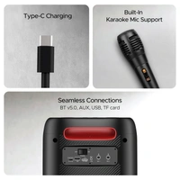 Boat Partypal 185 Speaker with 50 W Signature Sound, Up to 6 hrs Playtime, TWS Mode, Bluetooth v5.0, AUX Port, & USB Type-C Port - PARTYPAL 185