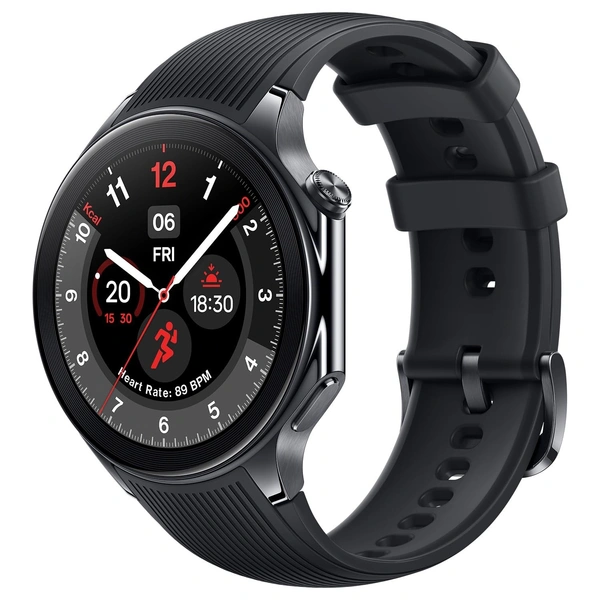 OnePlus Watch 2 with Wear OS 4,Snapdragon W5 Chipset,Upto 100hrs battery life,1.43’’ AMOLED Display, Stainless Steel & Sapphire Crystal build,Dual Frequency GPS, 5 ATM, IP68 & BT Calling (Black Steel) - WATCH 2