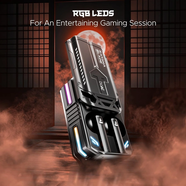 boAt Boat Immortal Katana Blade 2.0 TWS in Ear Earbuds, 70hrs Playback, IWP, Metal Glider & Gliding Blade Sound, 50 ms Low Latency Beast Mode, RGB LEDs, 4 Mics w/ENx & IPX4 Rating - KATANA BLADE 2.0