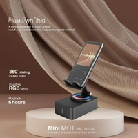 FINGERS Mini MOT (My-Own-TV) Bluetooth & USB Portable Speaker-Cum-Mobile Stand with 360ยฐ Rotation (Dazzling RGB Lights, 6-Hour Playback, Built-in Mic) - Rich Black - MINIMOT 5W