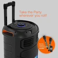 FINGERS RollingParties-51 Bluetooth Trolley Speaker with Powerful 50 W Deep Bass, RGB Lights, 15-Hour, Bundled 2 Wireless Mics & Additional 2 Mics (Rich Black) - ROLLING PARTIES 51