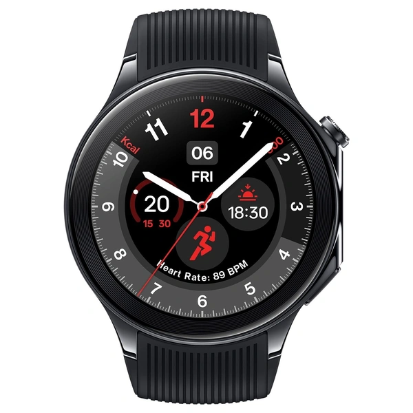 OnePlus Watch 2 with Wear OS 4,Snapdragon W5 Chipset,Upto 100hrs battery life,1.43’’ AMOLED Display, Stainless Steel & Sapphire Crystal build,Dual Frequency GPS, 5 ATM, IP68 & BT Calling (Black Steel) - WATCH 2