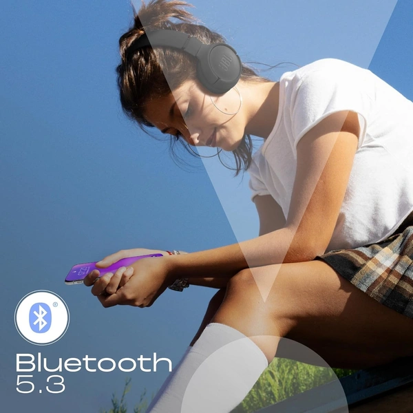 JBL Tune 520BT Wireless On Ear Headphones with Mic, Upto 57H Battery, Speed Charge : 5 Min Charge Gives Up to 3H of Playback, Multipoint Connect, Customizable Bass with Headphones App, BT 5.3 - TUNE 520BT