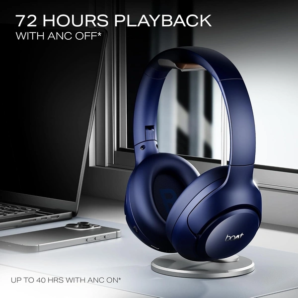 boAt Boat Rockerz 551 ANC Pro(2025 Launch),42Db Adaptive Hybrid,App Support,72Hrs Battery,40Mm Titanium Drivers,Enx Tech,Foldable Cups Bluetooth Over Ear Headphones,Wireless Headphone with Mic - Rockerz 551 ANC PRO