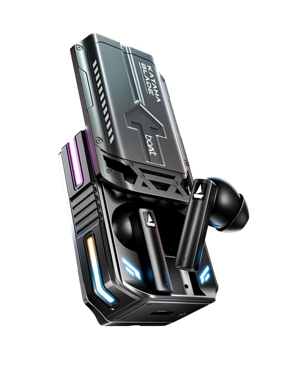 Boat Immortal Katana Blade 2.0 TWS in Ear Earbuds, 70hrs Playback, IWP, Metal Glider & Gliding Blade Sound, 50 ms Low Latency Beast Mode, RGB LEDs, 4 Mics w/ENx & IPX4 Rating
