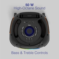 FINGERS RollingParties-51 Bluetooth Trolley Speaker with Powerful 50 W Deep Bass, RGB Lights, 15-Hour, Bundled 2 Wireless Mics & Additional 2 Mics (Rich Black) - ROLLING PARTIES 51