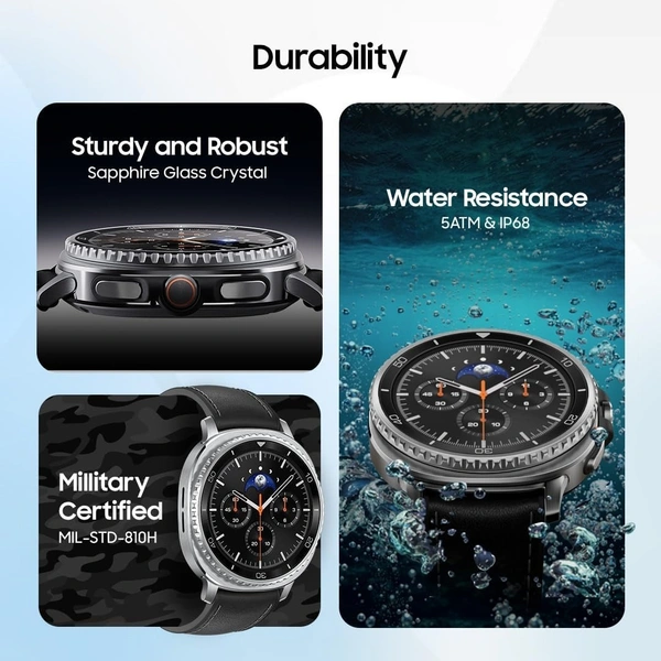 Samsung Galaxy Watch8 Classic (46mm LTE, Black) with 3nm Processor | Dual GPS | Sapphire Glass & Stainless Steel | 5ATM & IP68 | BP, ECG, IHRN & Vascular Load Monitoring | Anti-oxidant Index - WATCH 8 CLASSIC