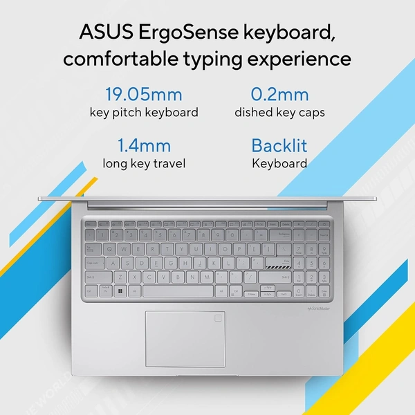 ASUS Vivobook 15, (i5 14th Gen) Intel Core 5 120U,Thin & Light Laptop (16GB RAM/512GB SSD/FHD/15.6"/60Hz/Backlit Keyboard/Windows 11/Office 2021/Cool Silver/1.70 kg) X1504VAP-BQ224WS - 39.62 cm (15.6 Inch), Silver, Intel Core 5, 12th Gen, 512 GB, 16 GB, DDR4, 5 GHz, SSD, NO, Intel, Windows 11 Home, Laptop, Power Adaptor, User Guide, Warranty Documents