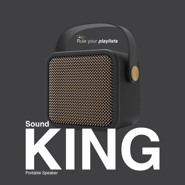 FINGERS SoundKing Portable Speaker with Magnificent Sound & Bold bass (Bluetooth® | FM Radio | MicroSD | USB | AUX, 12-Hour Playtime, Free Carry Strap, Built-in Mic) - Rich Black - SOUNDKING 5W