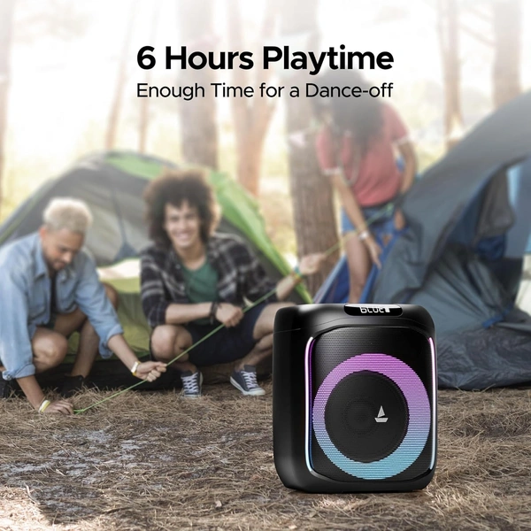 Boat Partypal 185 Speaker with 50 W Signature Sound, Up to 6 hrs Playtime, TWS Mode, Bluetooth v5.0, AUX Port, & USB Type-C Port - PARTYPAL 185