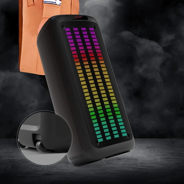 FINGERS RollingParties-110 Bluetooth Trolley Speaker with Powerful 110 W Deep Bass, 8-Hour Playtime,Guitar Input, TWS Support, Bundled 2 Wireless Mics & Additional 2 Mics (Rich Black) - ROLLING PARTIES 110