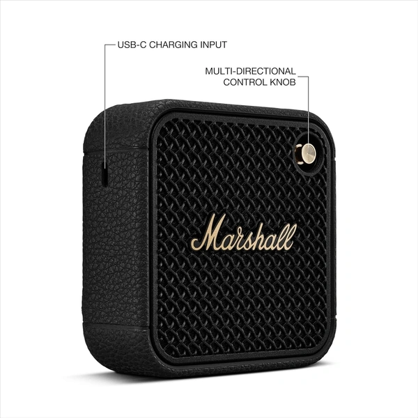 MARSHALL Marshall Willen II Portable Bluetooth Speaker with 17+ Hours of Portable Playtime, Dust & Waterproof (IP67) - Black & Brass - WILLEN 2