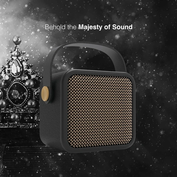 FINGERS SoundKing Portable Speaker with Magnificent Sound & Bold bass (Bluetooth® | FM Radio | MicroSD | USB | AUX, 12-Hour Playtime, Free Carry Strap, Built-in Mic) - Rich Black - SOUNDKING 5W