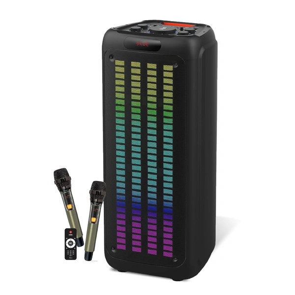 FINGERS RollingParties-110 Bluetooth Trolley Speaker with Powerful 110 W Deep Bass, 8-Hour Playtime,Guitar Input, TWS Support, Bundled 2 Wireless Mics & Additional 2 Mics (Rich Black) - ROLLING PARTIES 110
