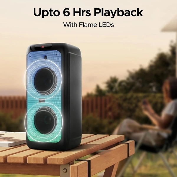 Boat boAt Partypal 390/400 Speaker w/ 160 W Signature Sound, Karaoke with 2 Microphone Input Ports, Up to 6 hrs Playtime, EQ Modes, TWS Mode, Bluetooth v5.3, AUX & USB Type-C Port, Space Black - PARTYPAL 400/390