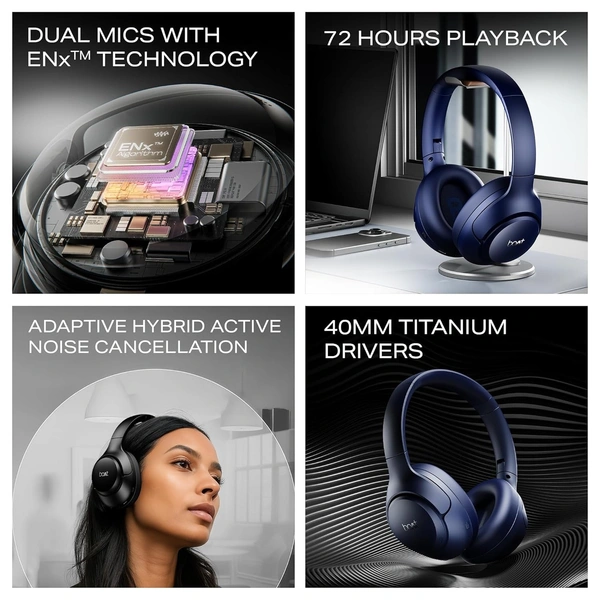 boAt Boat Rockerz 551 ANC Pro(2025 Launch),42Db Adaptive Hybrid,App Support,72Hrs Battery,40Mm Titanium Drivers,Enx Tech,Foldable Cups Bluetooth Over Ear Headphones,Wireless Headphone with Mic - Rockerz 551 ANC PRO