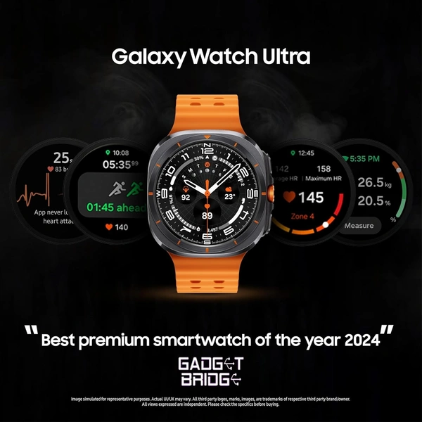 Samsung Galaxy Watch Ultra (47mm, LTE, Gray) with Upto 100h Battery | 3nm Processor | Dual GPS | Quick Button/Siren | Sapphire Glass & Titanium | 10ATM & IP68 | BP & ECG Monitor | Energy Score & Ages - ULTRA