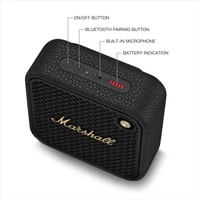 MARSHALL Marshall Willen II Portable Bluetooth Speaker with 17+ Hours of Portable Playtime, Dust & Waterproof (IP67) - Black & Brass - WILLEN 2