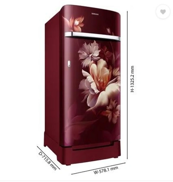 SAMSUNG 189 L Direct Cool Single Door 5 Star Refrigerator (Midnight Blossom Red, RR21C2H25RZ/HL)
