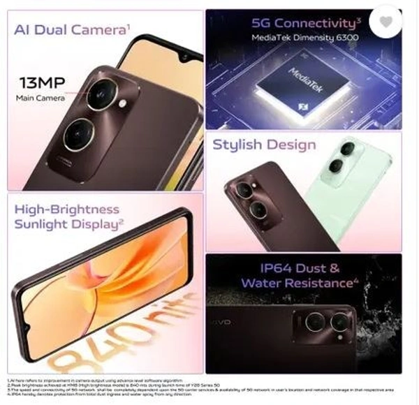 vivo Y28e 5G Charger in the Box (Vintage Red, 128 GB) (4 GB RAM)