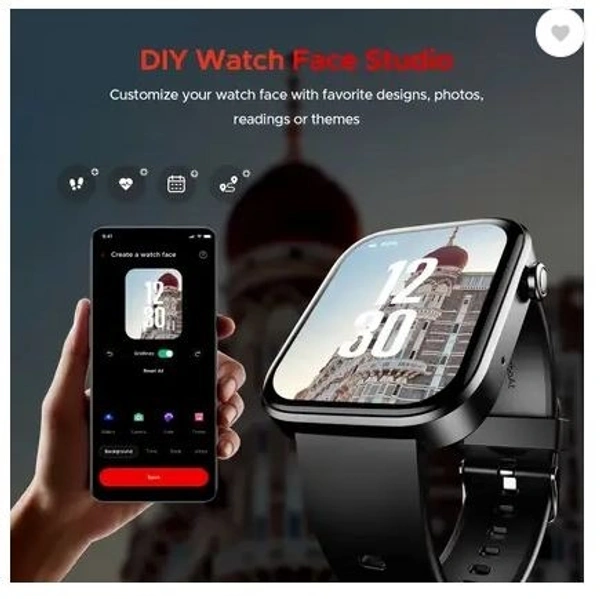 boAt Storm call 3 w/TBT Navigation,Watch Face Studio,1.83''(4.6 cm)HD Display,QR Tray Smartwatch (Active Black Strap, Free Size)