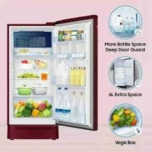 SAMSUNG 189 L Direct Cool Single Door 5 Star Refrigerator (Midnight Blossom Red, RR21C2H25RZ/HL)