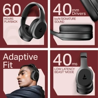 boAt Rockerz 412, 60H Battery,40ms Latency,ENx, Stream Ad Free Music via App Bluetooth Headset (Active Black, On the Ear) - Rockerz 412