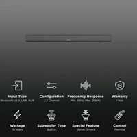 MIVI Fort R70 70W Bluetooth Soundbar with Remote (Cinematic Sound, 2.2 Channel, Black) - R70