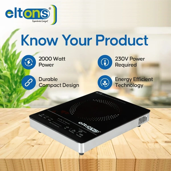 Eltons 2000 W Radiant Cooktop Touch Panel (Black, Silver, Infrared Fusion 2000) - FUSION-IRC-2000W