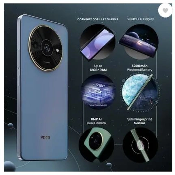 POCO C61 (Ethereal Blue, 64 GB) (4 GB RAM)