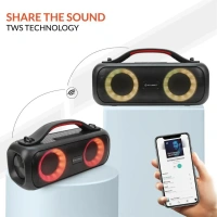 Reconnect Wireless Speaker Thump Plus, Bluetooth v5.0, 20 Watt power output, IPX5 Water Resistant, Multiple Connectivity, Super Bass, TWS Technology, RGB Ring Lights