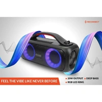 Reconnect Wireless Speaker Thump Plus, Bluetooth v5.0, 20 Watt power output, IPX5 Water Resistant, Multiple Connectivity, Super Bass, TWS Technology, RGB Ring Lights