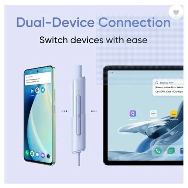 realme Buds Wireless 3 Neo with 13.4mm Driver, 32 hrs Playback, Dual Device Connection Bluetooth (Blue, In the Ear)