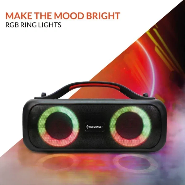 Reconnect Wireless Speaker Thump Plus, Bluetooth v5.0, 20 Watt power output, IPX5 Water Resistant, Multiple Connectivity, Super Bass, TWS Technology, RGB Ring Lights