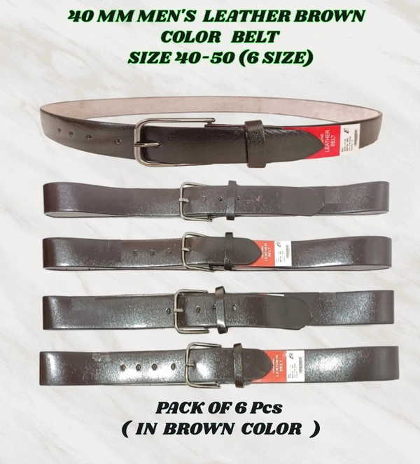 40 Mm Men'S Leather Brown Color Belt Size-40-50 Mix Size