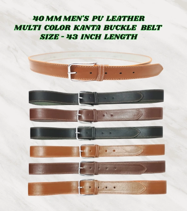 40 Mm Men'S  Pu Leather  Multi  Color  Kanta Buckle Belt Size 45 Inch Length