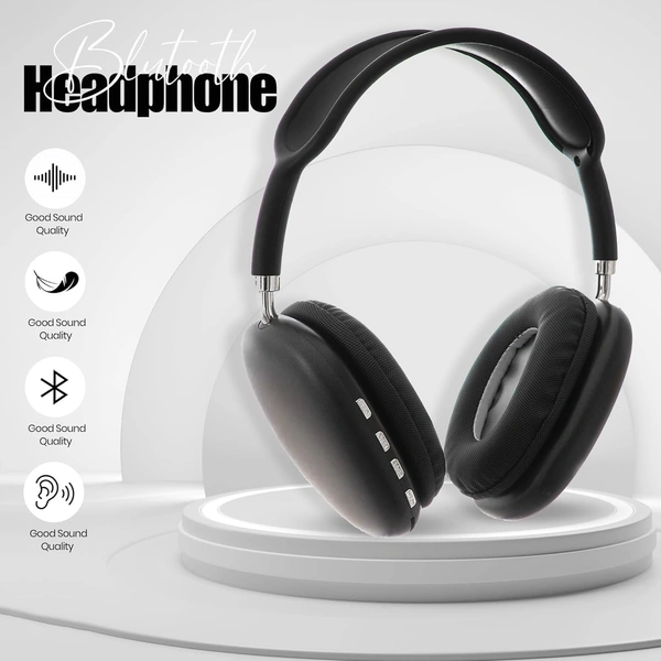 Stunner P9 Plus Max Wireless, Bluetooth 5.1 Over Ear Stereo Headphones - Mic, Ergonomic Adjustable Design, 24 Hours Battery Life, Hi-Fi Sound, Wireless Headset for Music and Calls (Black) - P9, Black