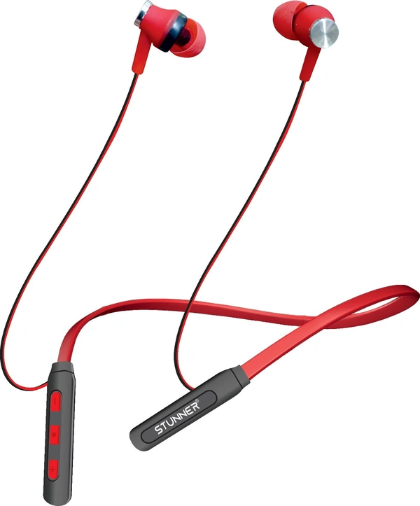 Stunner NB-204 36HRS Playtime BT v5.1 Wireless in-Ear Neckband,ENC Clear Calls, 10mm Dynamic Driver, Extra Bass, Type-C Fast Charge, Dual Pairing, Voice Assist