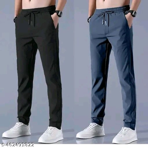 Black and Grey Color new style Gents open bottom Lower Male jogging Track Pants  Pack of 2